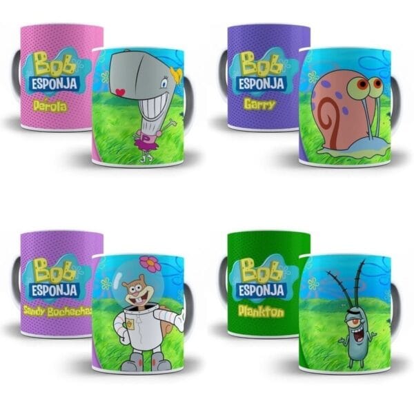 10 Artes Caneca Bob Esponja Sublimação Editável Em Photoshop