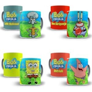 10 Artes Caneca Bob Esponja Sublimação Editável Em Photoshop