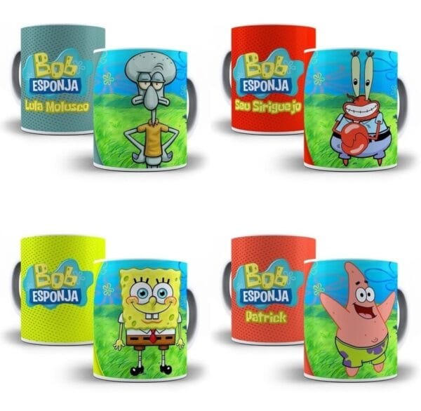 10 Artes Caneca Bob Esponja Sublimação Editável Em Photoshop