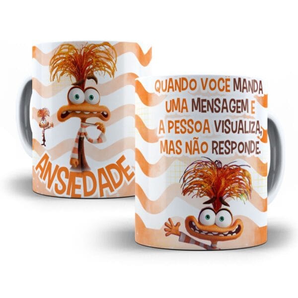 10 Artes Caneca Divertida Mente 2 Disney Editáveis Cdr e Png