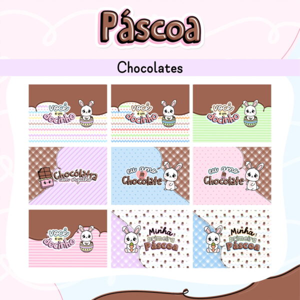 10 Embalagens de Barras Chocolates Páscoa - Arquivo Digital - Imagem 2