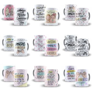 100 Estampas Caneca Dia do Amigo Amizade Sublimação Png