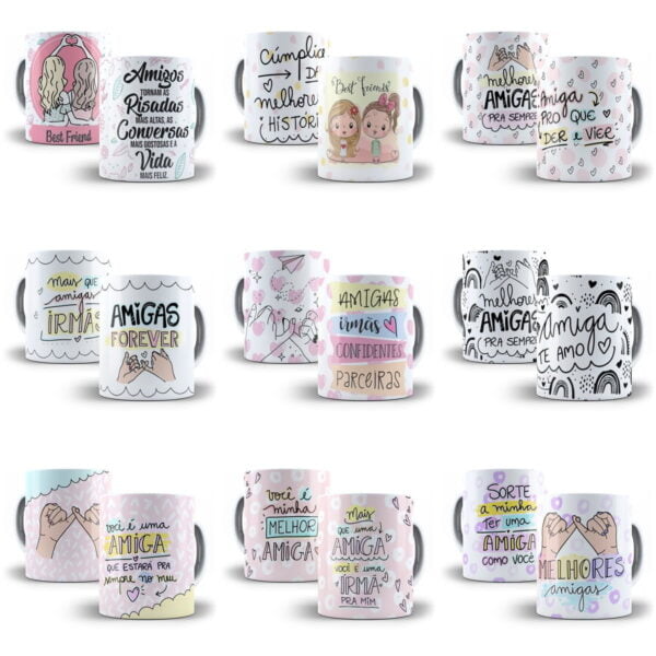 100 Estampas Caneca Dia do Amigo Amizade Sublimação Png