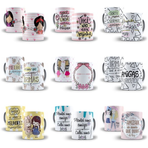 100 Estampas Caneca Dia do Amigo Amizade Sublimação Png