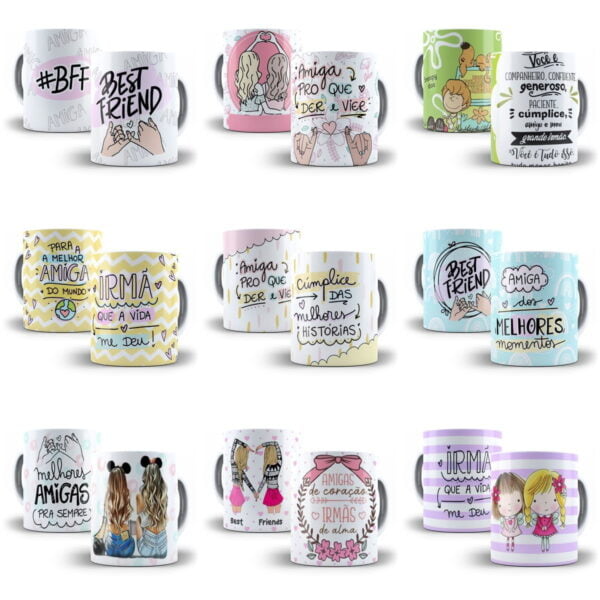 100 Estampas Caneca Dia do Amigo Amizade Sublimação Png