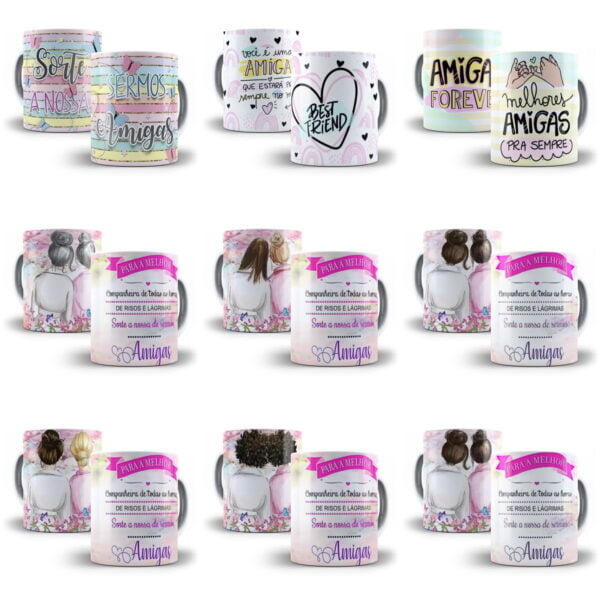 100 Estampas Caneca Dia do Amigo Amizade Sublimação Png