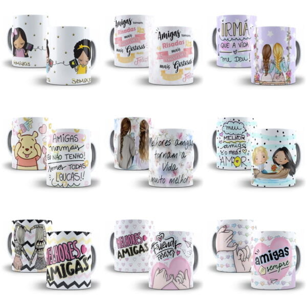 100 Estampas Caneca Dia do Amigo Amizade Sublimação Png