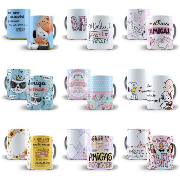 100 Estampas Caneca Dia do Amigo Amizade Sublimação Png