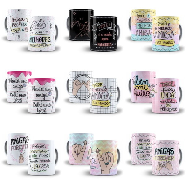 100 Estampas Caneca Dia do Amigo Amizade Sublimação Png