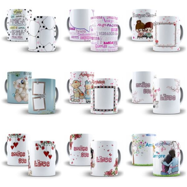 100 Estampas Caneca Dia do Amigo Amizade Sublimação Png