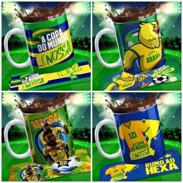 11 Artes Caneca Brasil Copa 2022 Editáveis Em Corel Draw Cdr