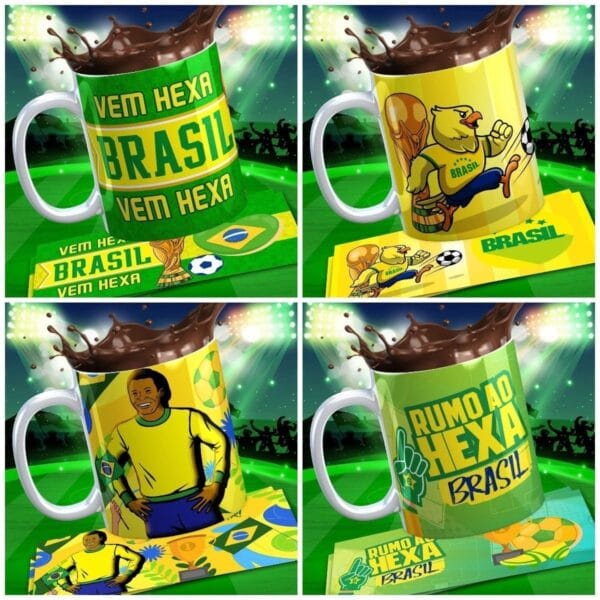 11 Artes Caneca Brasil Copa 2022 Editáveis Em Corel Draw Cdr