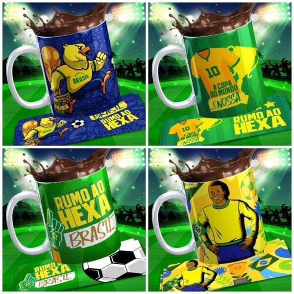 11 Artes Caneca Brasil Copa 2022 Editáveis Em Corel Draw Cdr