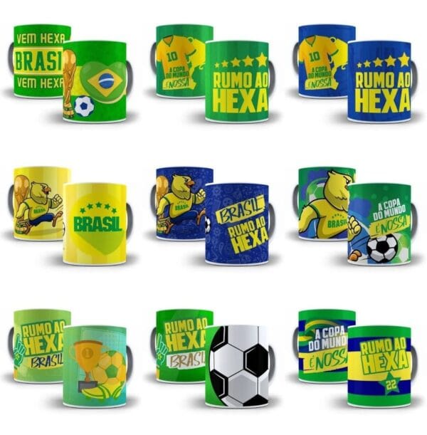11 Artes Caneca Brasil Copa 2022 Editáveis Em Corel Draw Cdr