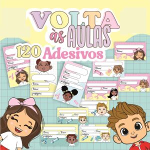 120 adesivos escolares arquivo digital pack 1