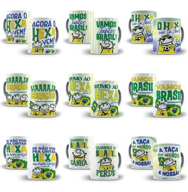15 Artes Caneca Flork Brasil Torcedor Copa Mundo Sublimação - Imagem 4