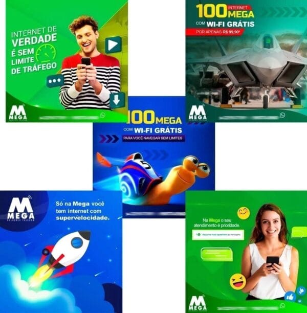 +190 Pack Artes Provedor De Internet Editável Em Psd + Bônus