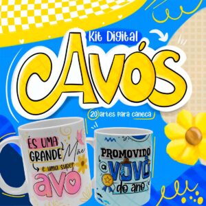 20 Artes Caneca Vovô e Vovó Kit Digital Completo Frases Png