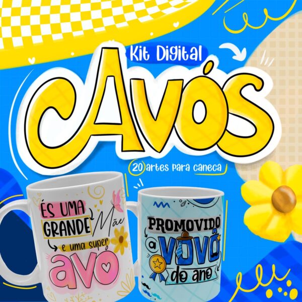 20 Artes Caneca Vovô e Vovó Kit Digital Completo Frases Png