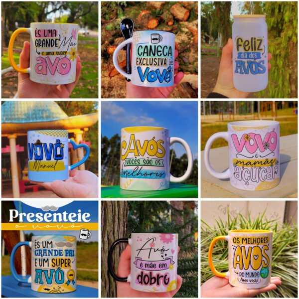 20 Artes Caneca Vovô e Vovó Kit Digital Completo Frases Png