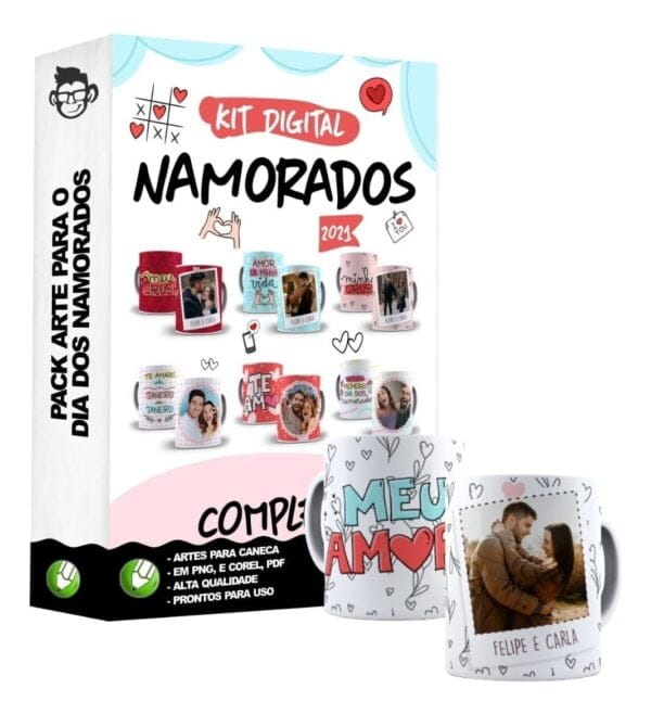 20 Estampas Caneca Dia Dos Namorados Sublimação Em Corel
