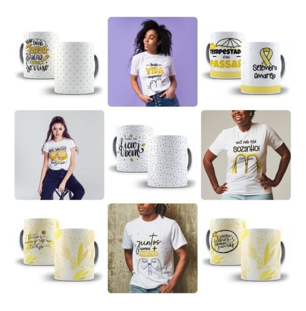 25 Estampa Caneca Camiseta Flork Setembro Amarelo Sublimação