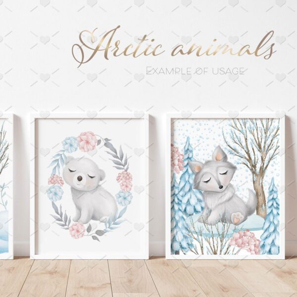 Animais Fofos Do Ártico Kit Digital Ilustrações Png Cute - Imagem 3
