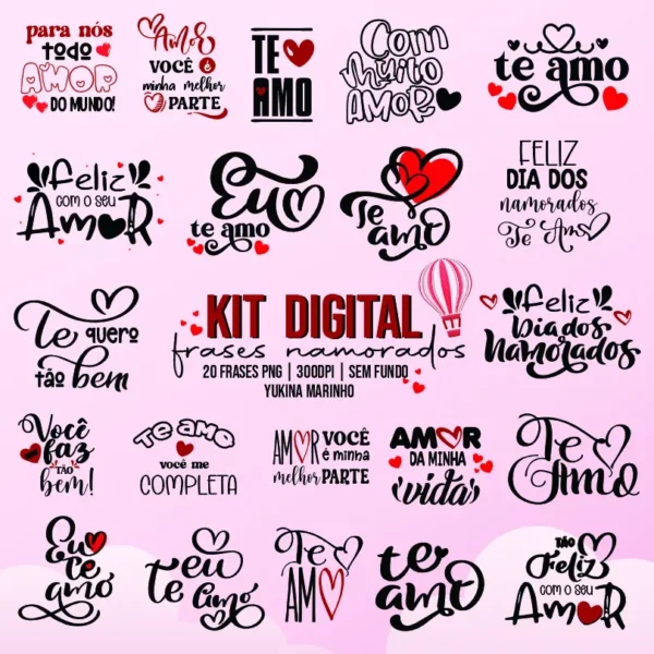 Dia dos Namorados Criativo: Kit Mãos e Frases em Arquivos Digitais - Imagem 3