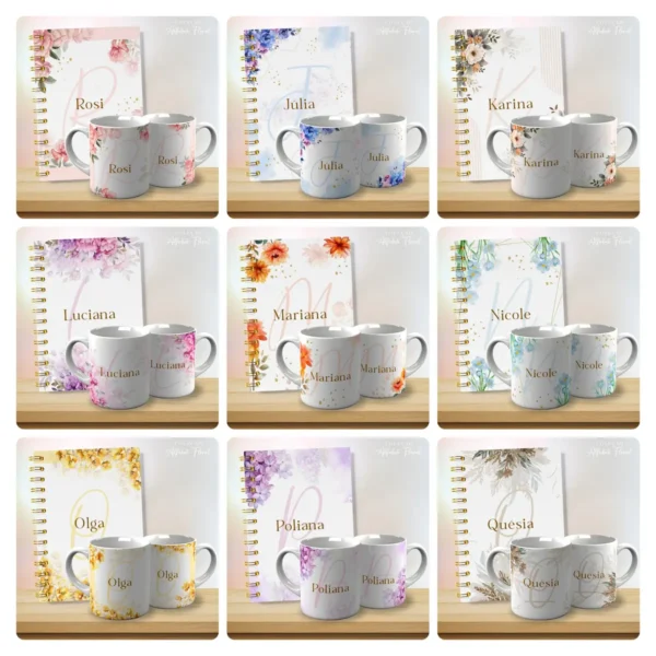 Coleção Alfabeto Floral para Personalizar Canecas 53 Designs - Imagem 2
