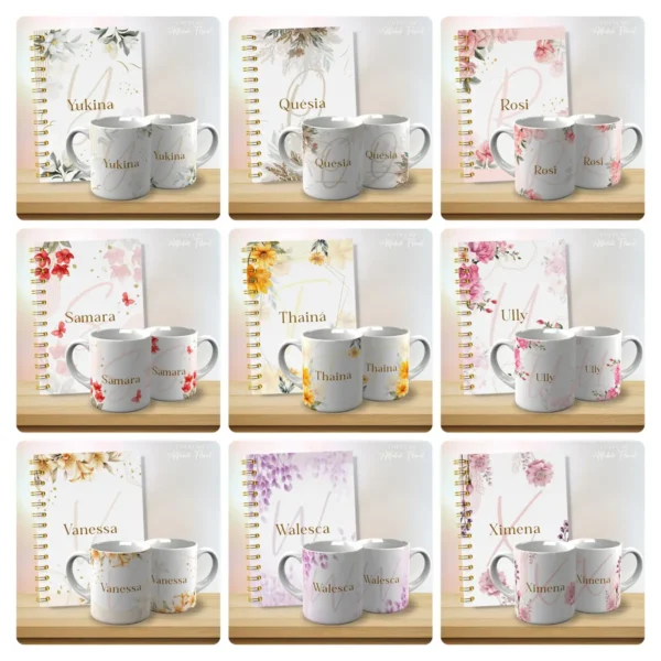 Coleção Alfabeto Floral para Personalizar Canecas 53 Designs - Imagem 3