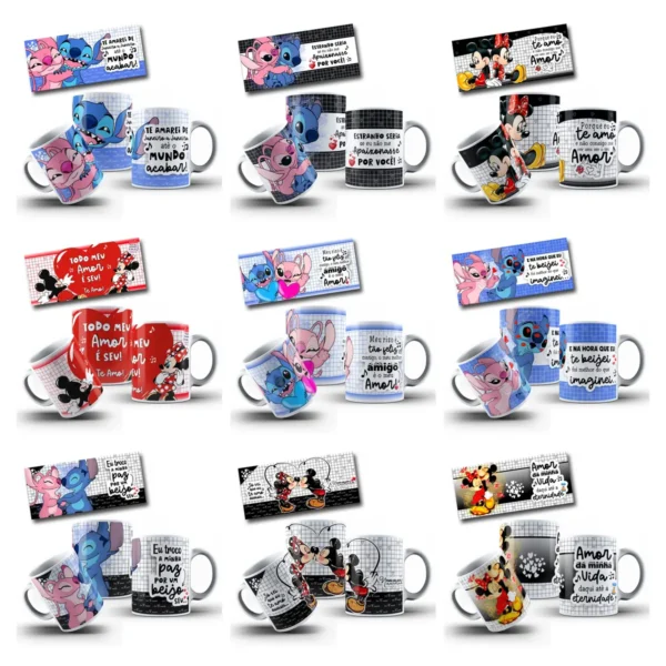 Dia dos Namorados Disney: Kit de Sublimação para Canecas