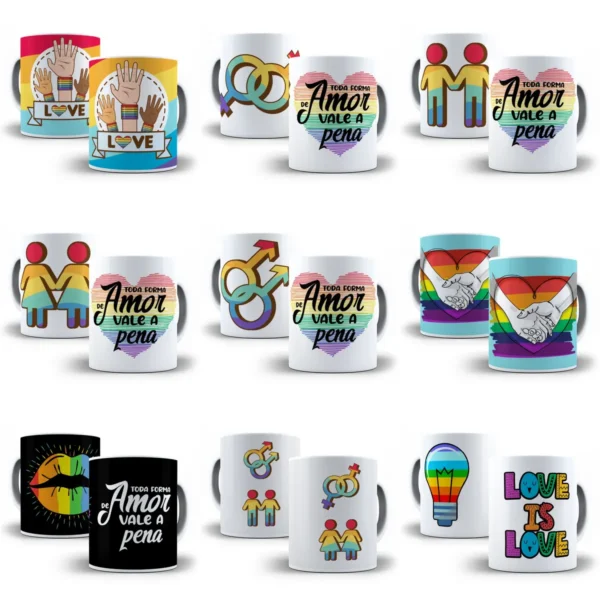Kit de Estampas para Canecas LGBT Dia dos Namorados - Imagem 2