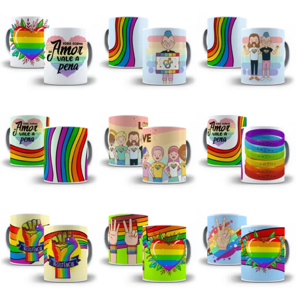 Kit de Estampas para Canecas LGBT Dia dos Namorados - Imagem 3