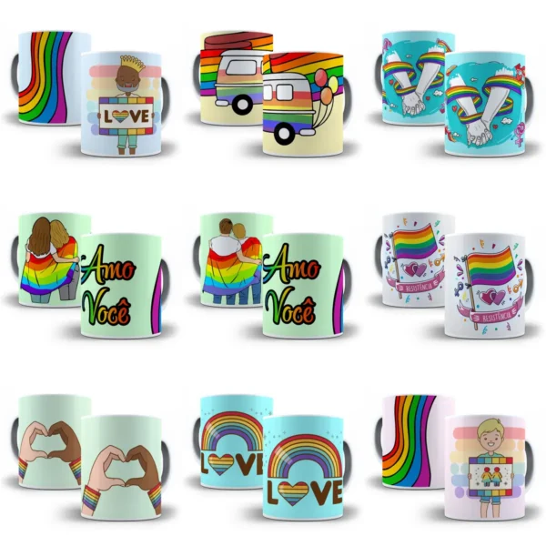 Kit de Estampas para Canecas LGBT Dia dos Namorados