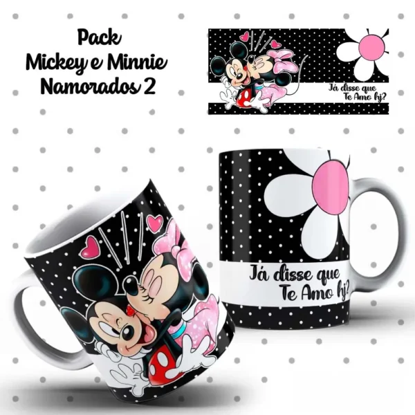 Designs Exclusivos de Mickey e Minnie p/ Canecas Românticas - Imagem 3