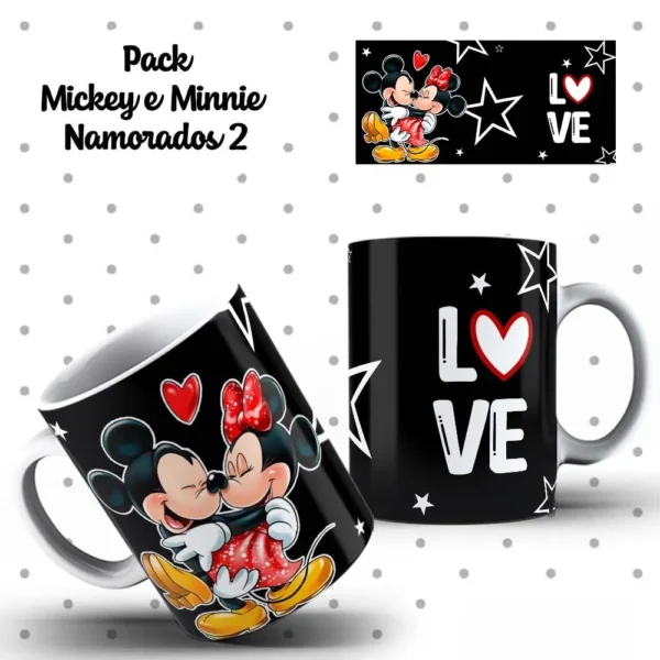 Designs Exclusivos de Mickey e Minnie p/ Canecas Românticas - Imagem 2