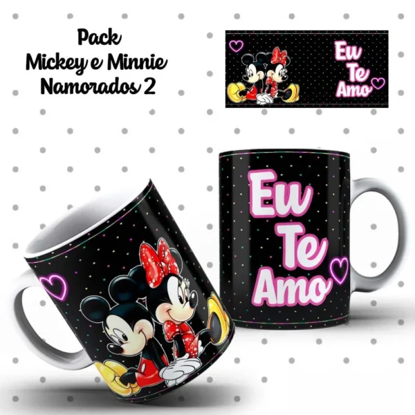 Designs Exclusivos de Mickey e Minnie p/ Canecas Românticas - Imagem 4