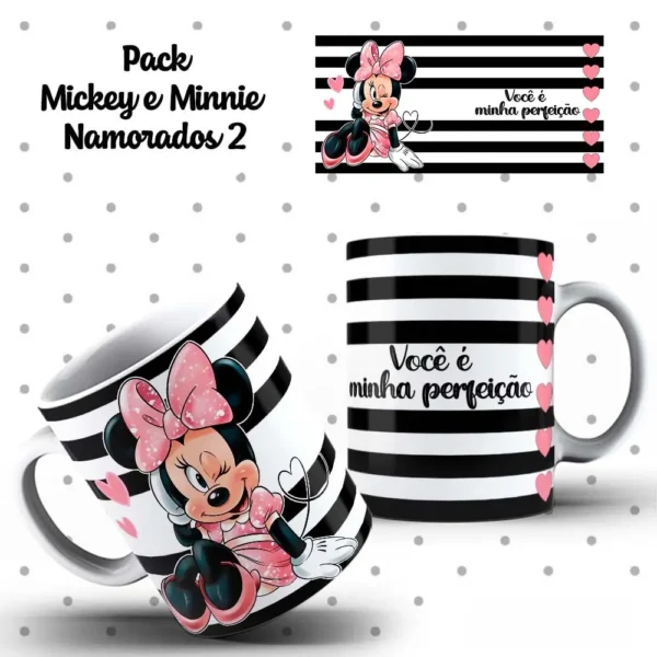 Designs Exclusivos de Mickey e Minnie p/ Canecas Românticas