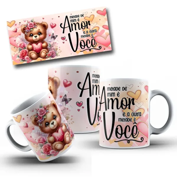 Coleção Ursinhos de Amor: Artes Canecas do Dia dos Namorados