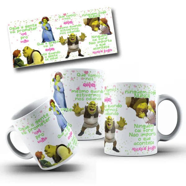 Gráfico de Caneca Editável - Shrek e Fiona Romântico - Imagem 4