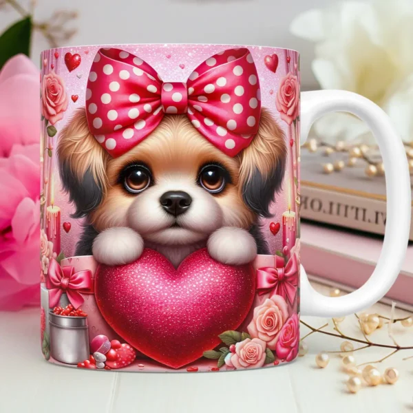 Coleção Romântica Pet Love: Arte 3D para Canecas de Namorados - Imagem 6