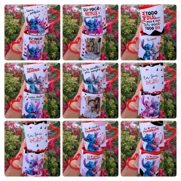 Arquivos Editáveis p/ Caneca Dia dos Namorados - Stitch Love - Imagem 2