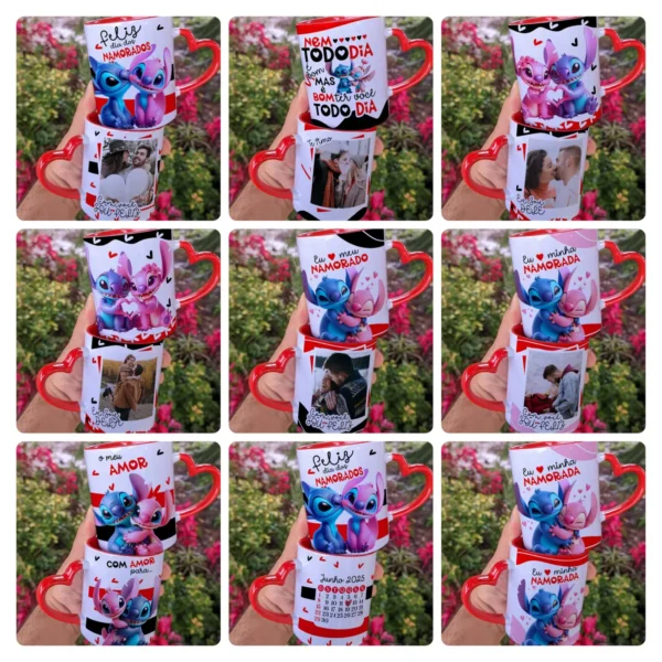Arquivos Editáveis p/ Caneca Dia dos Namorados - Stitch Love