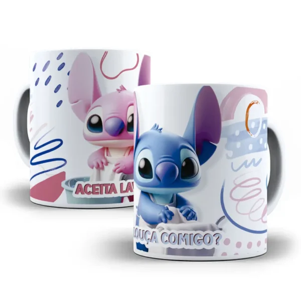 Estampas Canecas Personalizadas Stitch Dia dos Namorados - Imagem 5