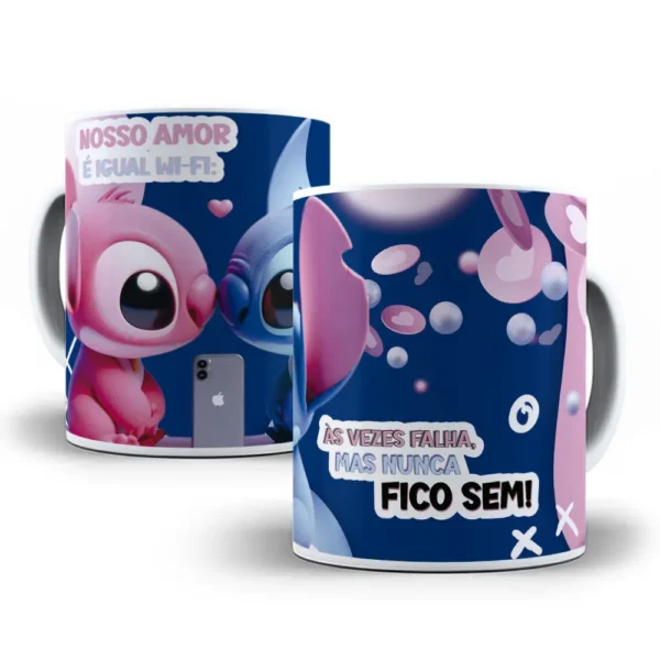 Estampas Canecas Personalizadas Stitch Dia dos Namorados