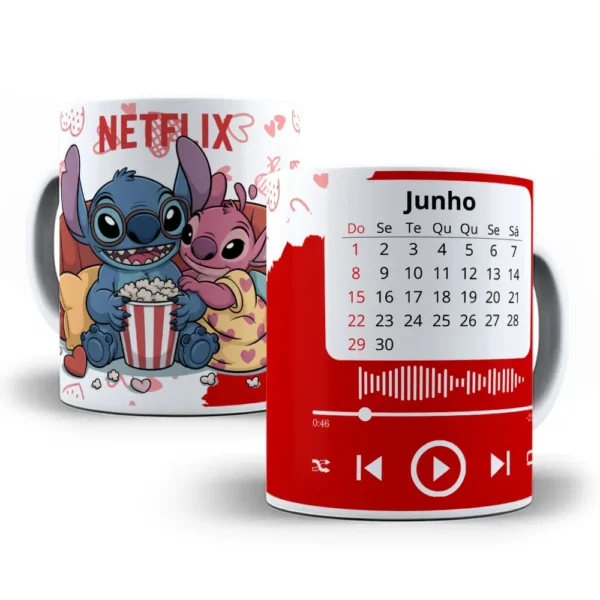 Dia dos Namorados: Canecas Personalizadas com Stitch em PNG