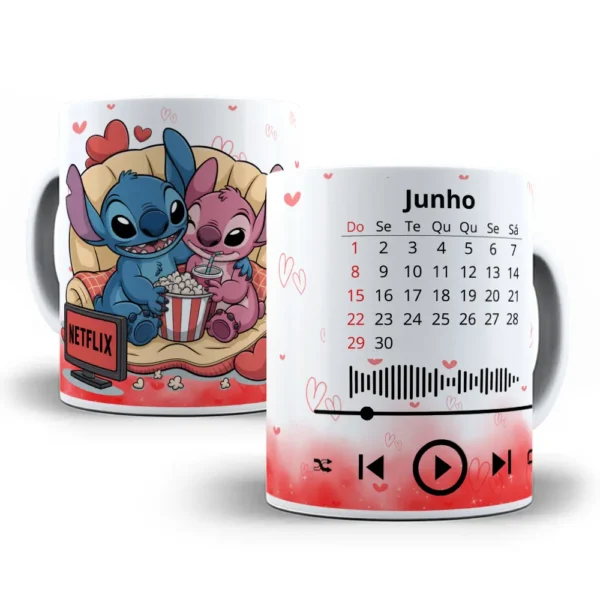 Dia dos Namorados: Canecas Personalizadas com Stitch em PNG - Imagem 6