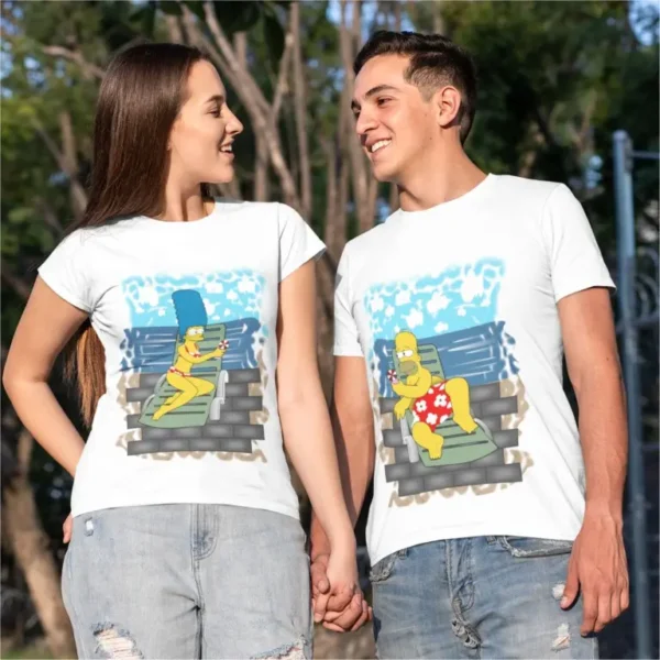 Gráfico para Camiseta de Casais que Compartilham Cerveja
