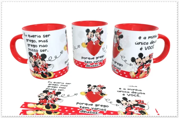 Kit de Canecas Mickey e Minnie em Estilo Grego Namorados