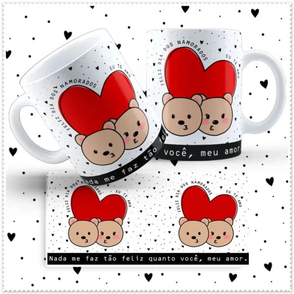 Decore sua Caneca: Tema Ursinho Love para Dia dos Namorados - Imagem 4